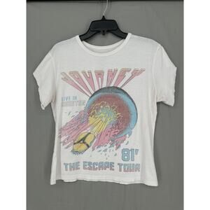 Journey Shirt Womens XS White Graphic Tee Band Music Colorful 80s Houston